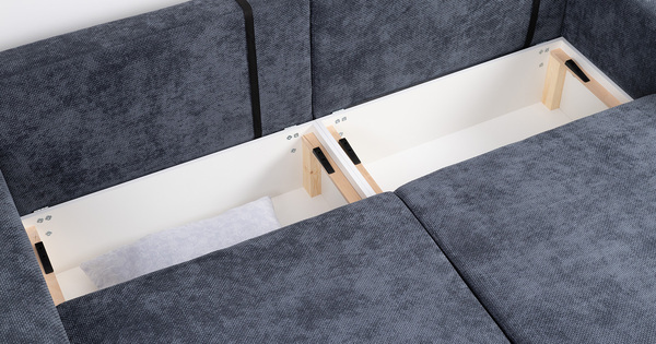 Диван-кровать угловой Оксфорд 713 композиция 2, MUZA 09 темно-синий, модульная система, сборка на любую сторону