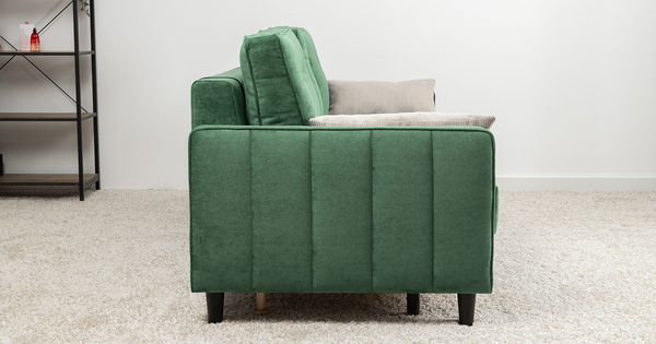 Диван-кровать прямой Арно ТД 566 велюр Лаки 20 хвойный зеленый, Vertical 910 молочно-серый