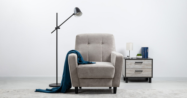 Кресло для отдыха Арно ТК 563 велюр Лаки 02 серый жемчуг