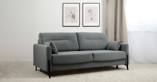 Диван-кровать прямой Барселона ТД 673 велюр Diagonal 995 серо-голубой