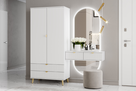 Прихожая Дакота композиция 2 меренга, белый, без пуфа