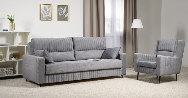 Диван-кровать прямой Изабель ТД 735 велюр Романс грей cерый