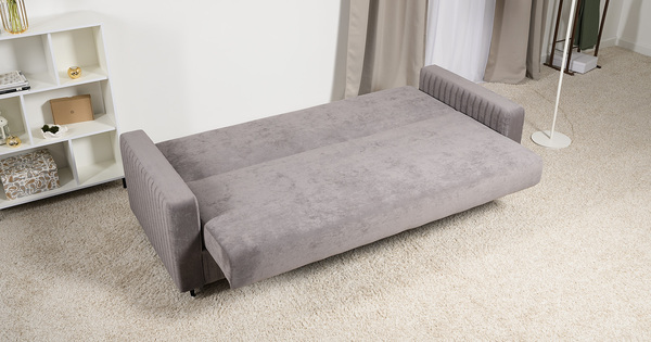 Диван-кровать прямой Изабель ТД 737 велюр Романс вижион серо-бежевый