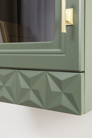 Гостиная Марион композиция 2 дымчатый зеленый K521, олива шагрень AG 1050 ПВХ, белый PE шагрень (собирается на любую сторону)