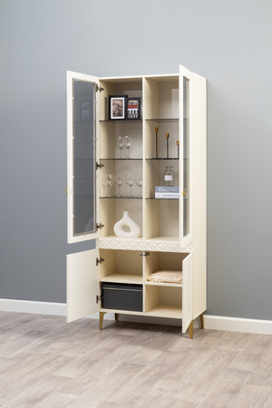 Шкаф-витрина Марион 16.397.02 слоновая кость С341 PE, слоновая кость 6898 ПВХ