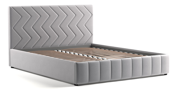 Кровать Милана 160 велюр светло-серый с ортопедическим основанием и подъемным механизмом