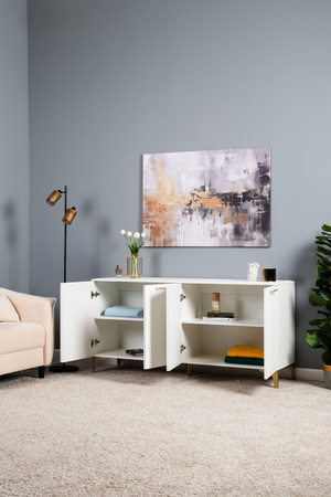 Тумба под ТВ Монтесито 16.67 Белый PE шагрень, белая шагрень 4101 ПВХ