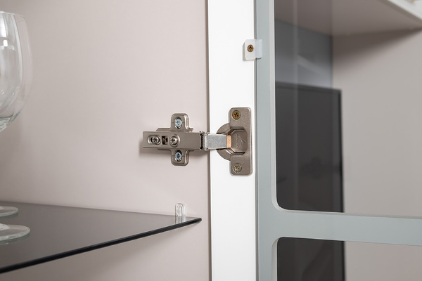 Гостиная Ричфорд композиция 1 с карнизами, кашемир 5981 BS, моно керамика D166-2 ПВХ, белый PE шагрень (собирается на любую сторону)