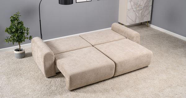 Диван-кровать прямой Тэдди 1502 композиция 1, букле Pique 006 бежевый, модульная система
