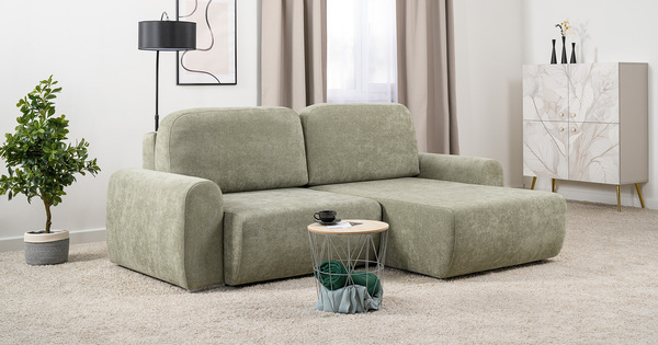 Диван-кровать угловой Тэдди 1503 композиция 2, букле Pique 007 оливковый, модульная система, сборка на любую сторону